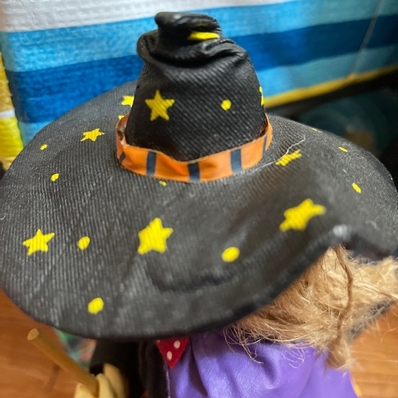 Vintage Halloween 13” Witch Scarecrow Figurine Fabric Mache Decoration Ghost - Picture 4 of 11